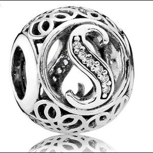 Authentic Pandora Vintage S Charm W/ Pandora Hinged Box